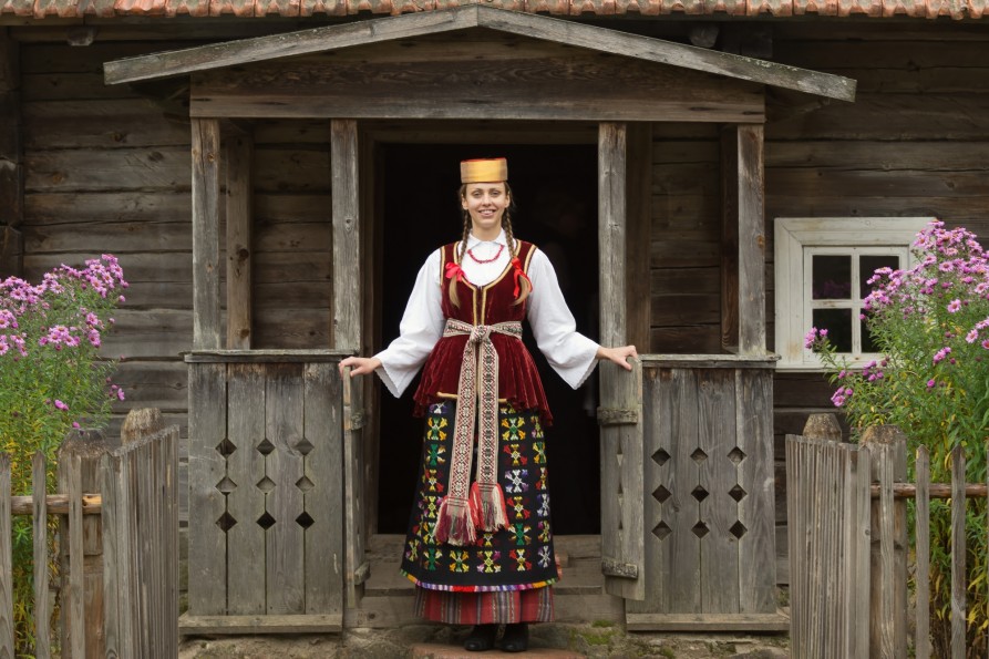 Girl wearing the national costume of Suvalkija. 2013
