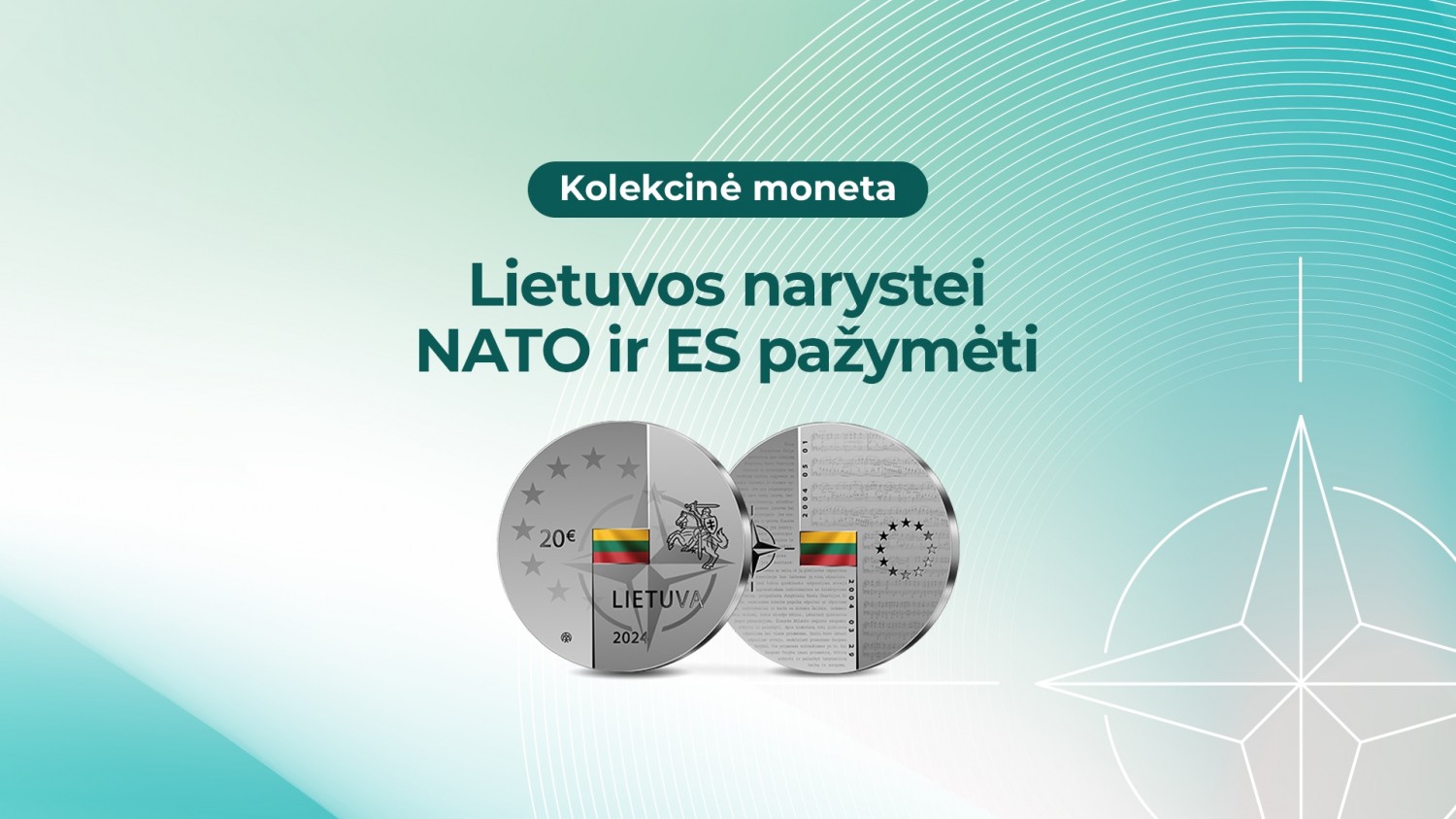 Išankstinis kolekcinės monetos Lietuvos narystei NATO ir ES pažymėti pardavimas – nuo kovo 21 d.