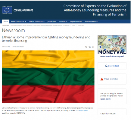 MONEYVAL: kovoje su pinigų plovimu ir teroristų finansavimu – reikšmingas Lietuvos progresas