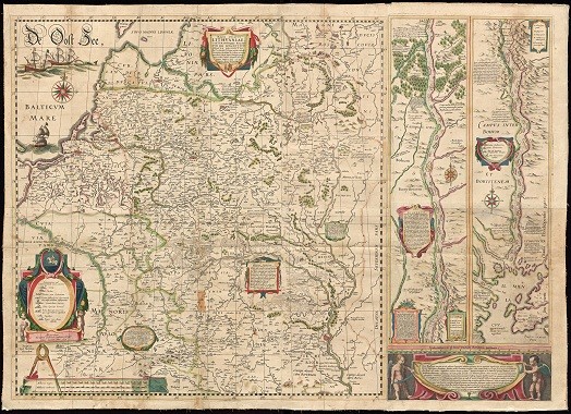 Mikalojaus Kristupo Radvilos Našlaitėlio parengto pirmojo originalaus LDK žemėlapio vėlesnis variantas, išleistas 1635 metais Amsterdame (saugomas VU bibliotekoje)
